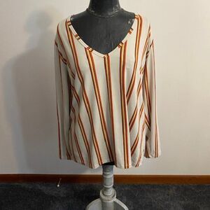It's Cream, with Orange, Brown, Gold stripes top, size 2X